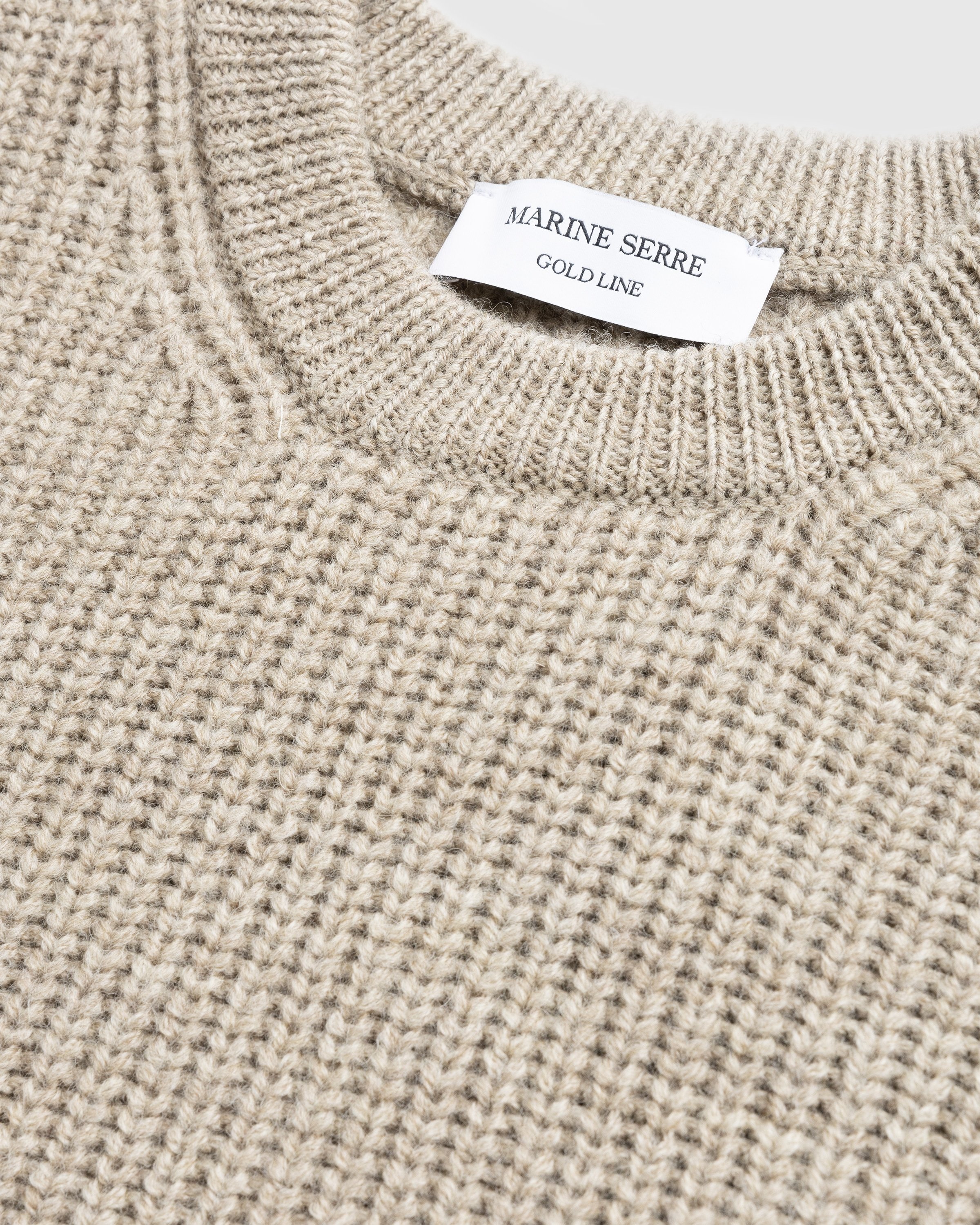 Marine Serre – Wool and Fluffy Knit Crewneck Pullover Beige